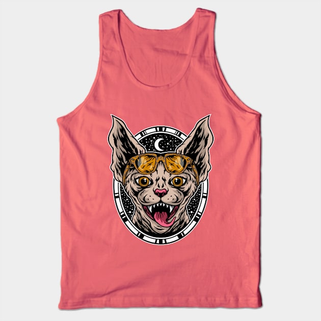 Sphynx Cat Wearing Sunglasses Tank Top by Mako Design 